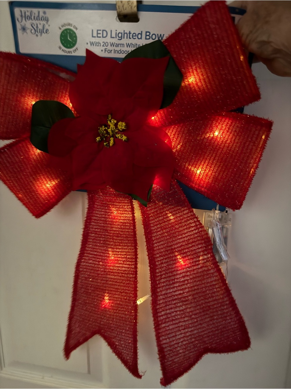 NEW Holiday Style LED Lighted Bow• With 20 Warm White LED Lights• Indoor 18 In